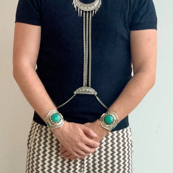 Silver Cuff Bracelets with Turquoise - Picture 3 of 6